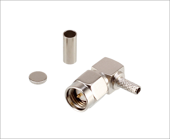 SMA(公)弯式插头(镀镍)，适用线缆：RG316 RG174 LMR100 ，频率：DC0~6GHz}