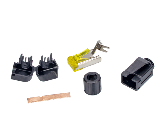 组装式RJ45 一体弯式8P CAT6类 塑料 90°弯线}