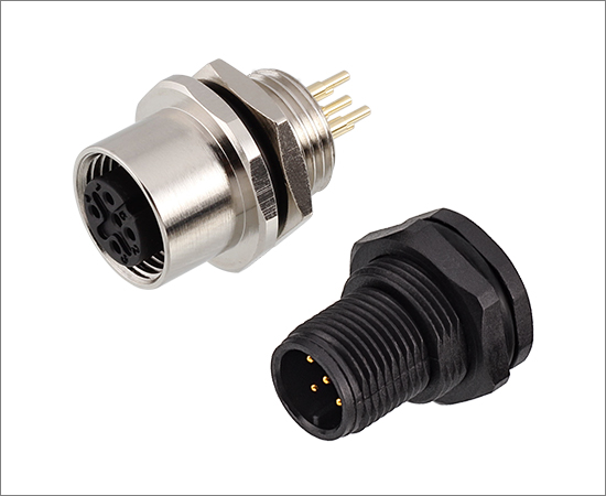 M12板前/后安装插座 5芯