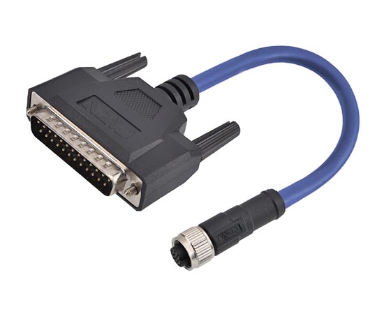 17芯IO触发线M12直式孔型插头转DB25，线长：1，3，5M可定制}