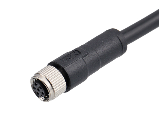 6芯IO触发线直式孔型插头，连接器：M8 6pin，尾部剥皮上锡，线长：1，3，5M可定制}