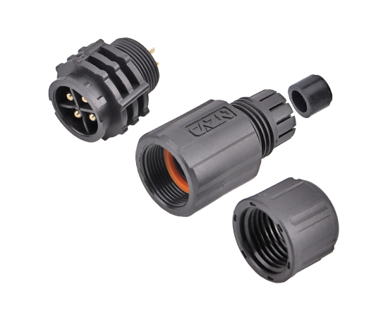 E13组装式针型直式对接插头(卡扣式)}