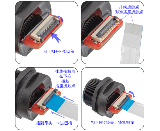 HDMI 母板后 FFC弯头插座(螺纹式)}