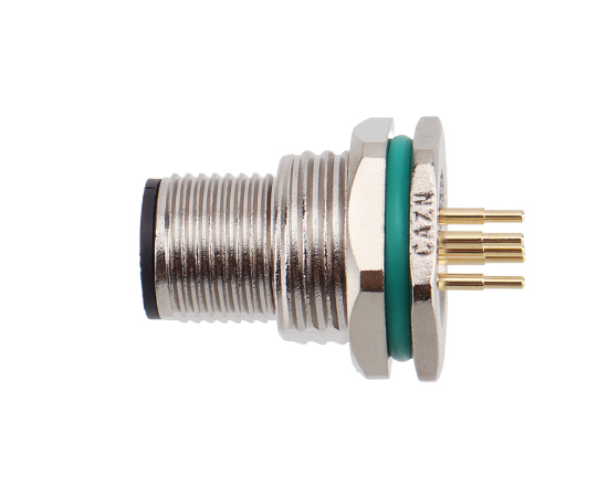 M12 锌合金外壳 板后安装针型插座 PCB式 螺牙M16*1.5/PG9}