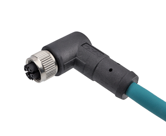 M12弯式孔型成型插头 数据型 屏蔽式}