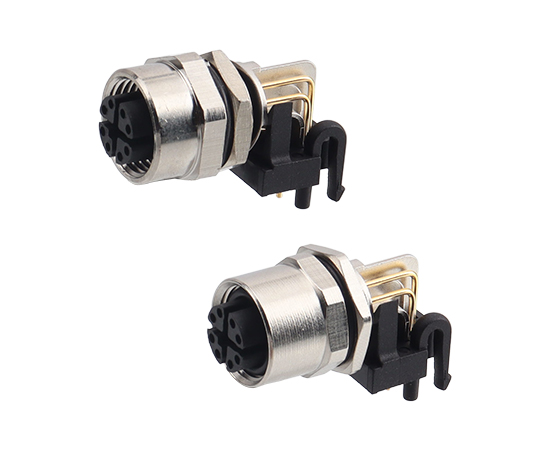 M12孔型弯针插座 数据型 PCB式}