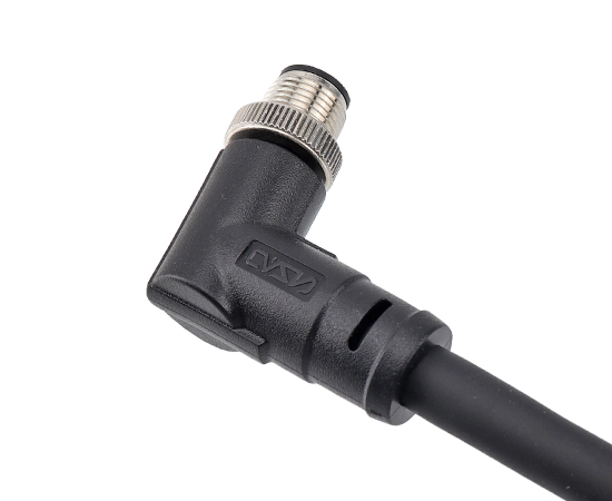 M12弯式针型成型插头 电源型}