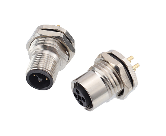 M12板后安装孔型插座 PCB式 电源型}