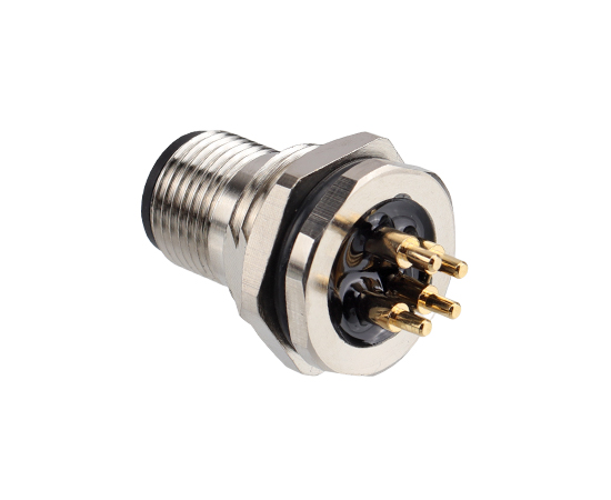 M12板后安装针型插座 PCB式 电源型}