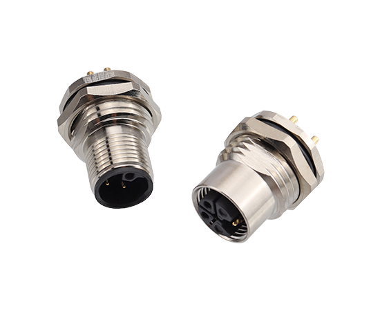 M12板后安装针型插座 PCB式 电源型}