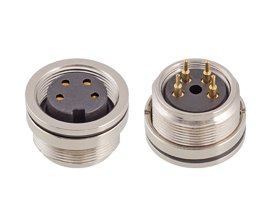 M16板前安装孔型插座 PCB式 螺牙M18*0.75}