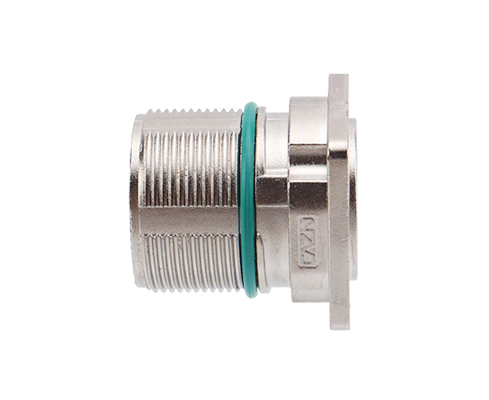 M623信号直式针型方形法兰插座 压接式 安装孔19.8x19.8}