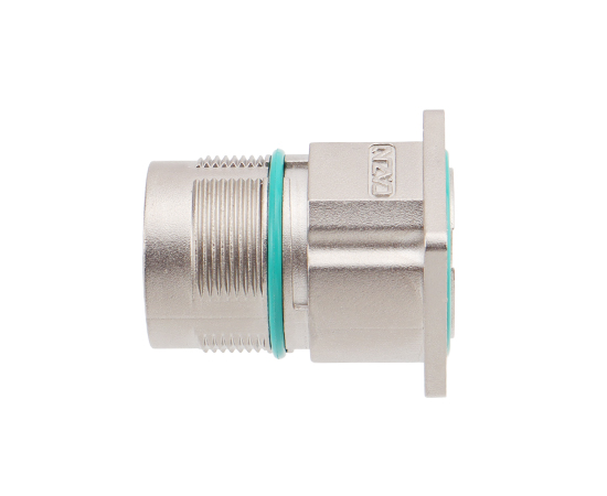 M923信号直式针型方形法兰插座 压接式 安装孔19.8x19.8}