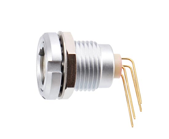 B系列-ZCG 固定式插座-双螺母-90°弯角针芯-后面板安装}