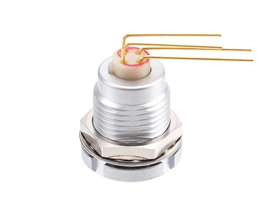 B系列-ZCG 固定式插座-双螺母-90°弯角针芯-后面板安装}