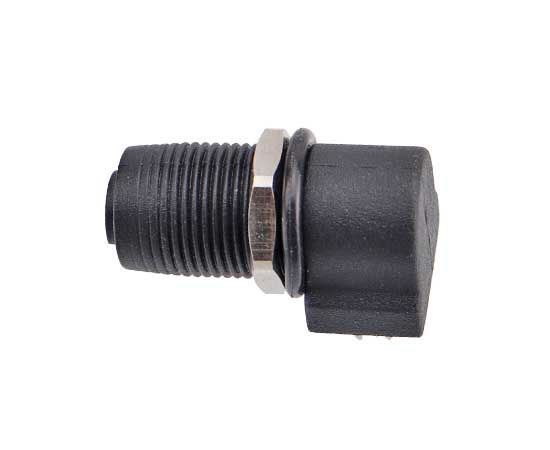 M8孔型弯针塑胶插座 PCB式 螺牙M10x0.75 全塑快插款}