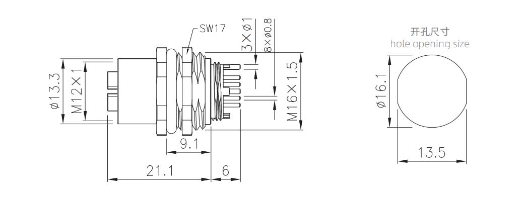 M12插座板前安装孔型插座 数据型 PCB式-5.jpg