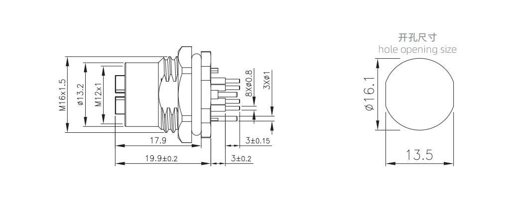 M12插座板后安装孔型插座 数据型 PCB式 接地-5.jpg