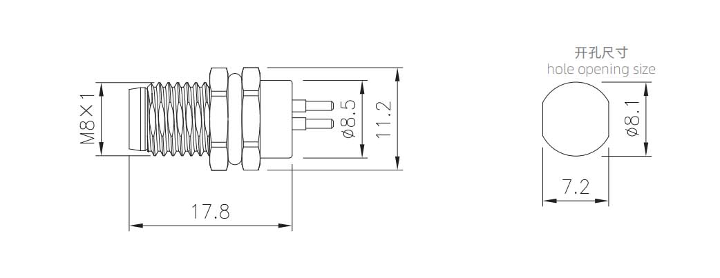 尺寸-板后安装针型插座 插板式 螺牙M8x1.jpg