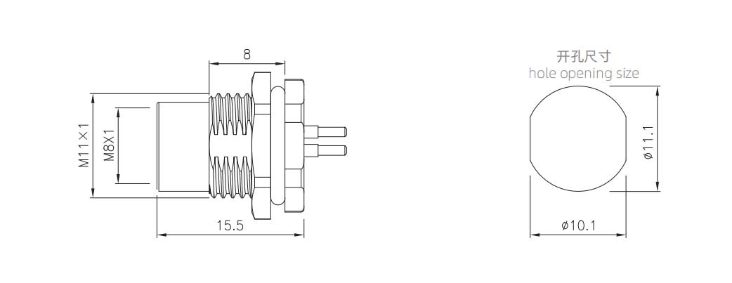尺寸-板后安装孔型插座 插板式 螺牙M11x1.jpg
