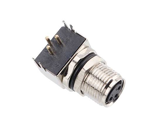 M8孔型弯针插座 PCB式 螺牙M10x0.75}