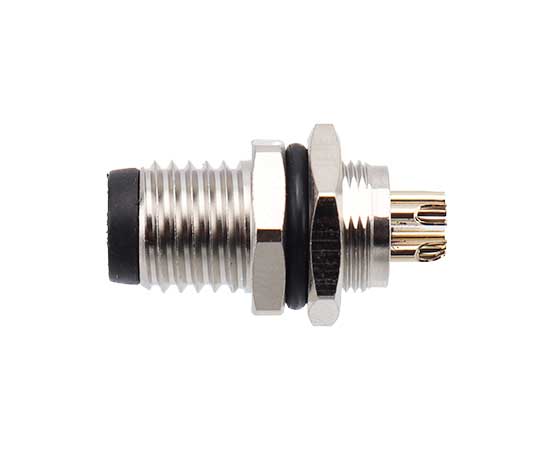 M8板前安装针型插座 焊线式 螺牙M8X0.5}