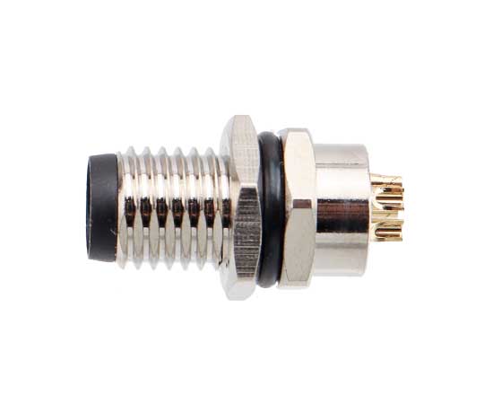 M8板后安装针型插座 焊线式 螺牙M8X1}