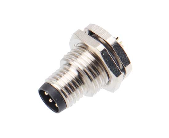 M8板后安装针型插座 焊线式 螺牙M11x1