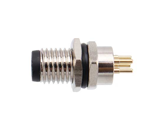 M8板后安装针型插座 PCB式 螺牙M8X1}