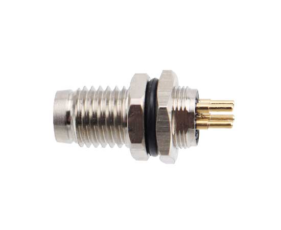 M8板前安装针型插座 PCB式 螺牙M8X0.5 金属口款}