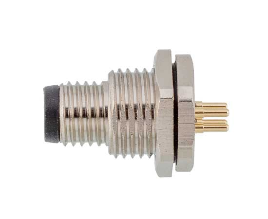 M8板后安装针型插座 PCB式 螺牙M11x1}