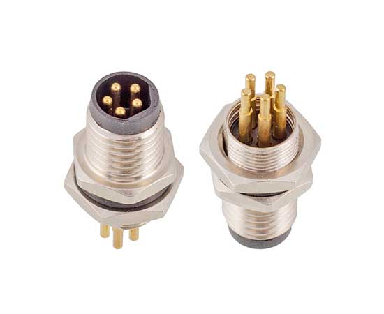 M8板前安装针型插座 PCB式 螺牙M8X0.5}