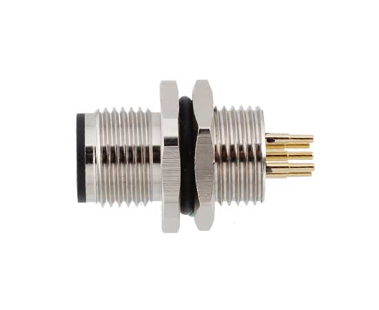 M12板前安装针型插座 PCB式 螺牙M12*1}