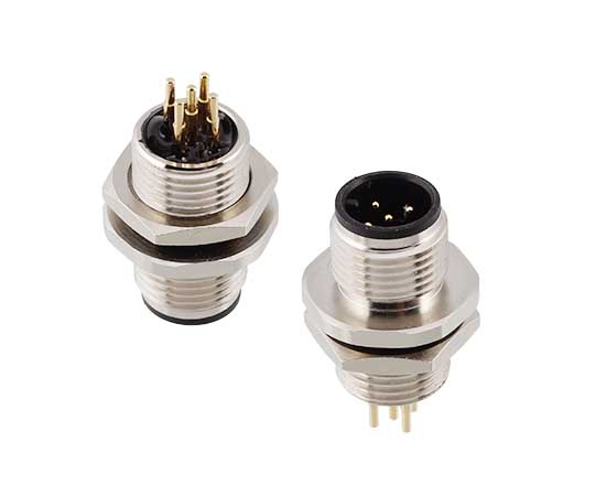 M12板前安装针型插座 PCB式 螺牙M12*1}