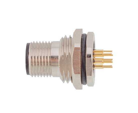 M12板后安装针型插座 PCB式}