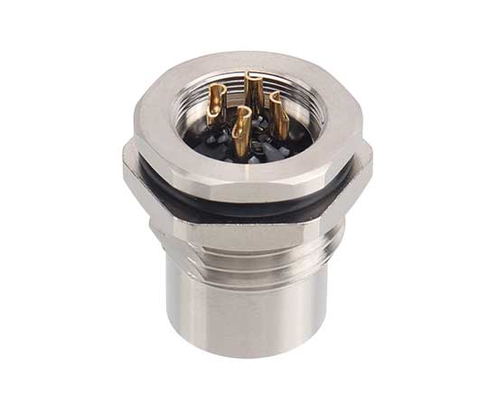 M12板后安装孔型插座 焊线式 螺牙M16*1.5/PG9}