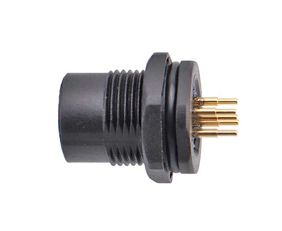 M12板后安装孔型插座 PCB式 螺牙M15x1 塑胶版}