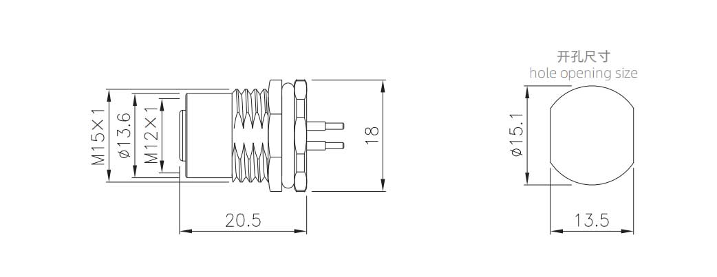 板后安装孔型插座 插板式 螺牙M15x1 塑胶版-4.jpg