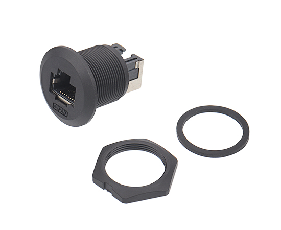 EP-RJ45面板型板前安装双母头插座(螺纹式)}