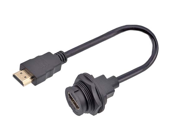 E16 HDMI 母板后/公直式带线插座(卡扣式)