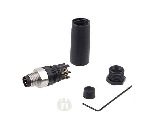 M8直式针型塑胶插头 螺钉压接 316不锈钢螺钉}