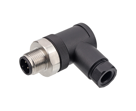 M12弯式针型塑胶插头 螺钉式 316不锈钢螺钉