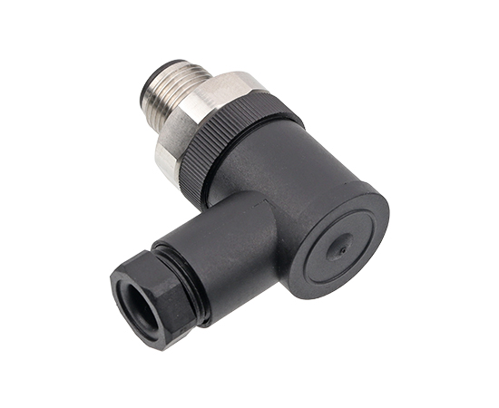 M12弯式针型塑胶插头 螺钉式 316不锈钢螺钉}