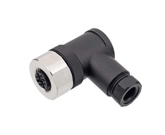 M12弯式针型塑胶插头 螺钉式 316不锈钢螺帽