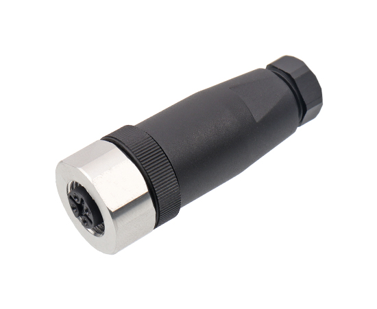 M12直式孔型塑胶插头 螺钉式 316不锈钢螺帽