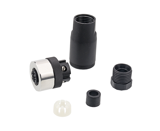 M12直式孔型塑胶插头 螺钉式 316不锈钢螺帽}