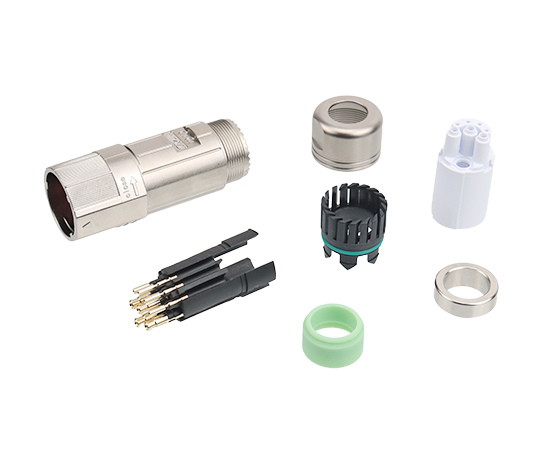 M923电源直式卡扣式孔型金属组装式插头 压接式}