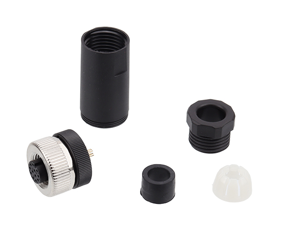 M12直式孔型塑胶插头 焊线式}