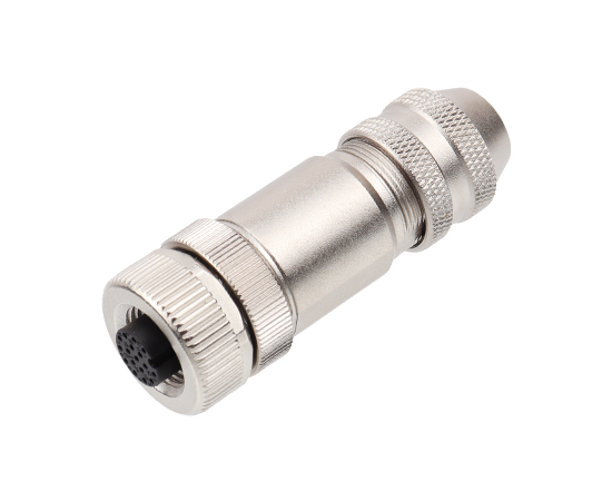 M12直式孔型金属插头 焊线式