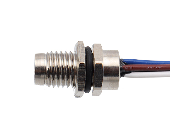 M8板后安装针型插座 焊线式(内置灌胶) 螺牙M8X1 金属口款}